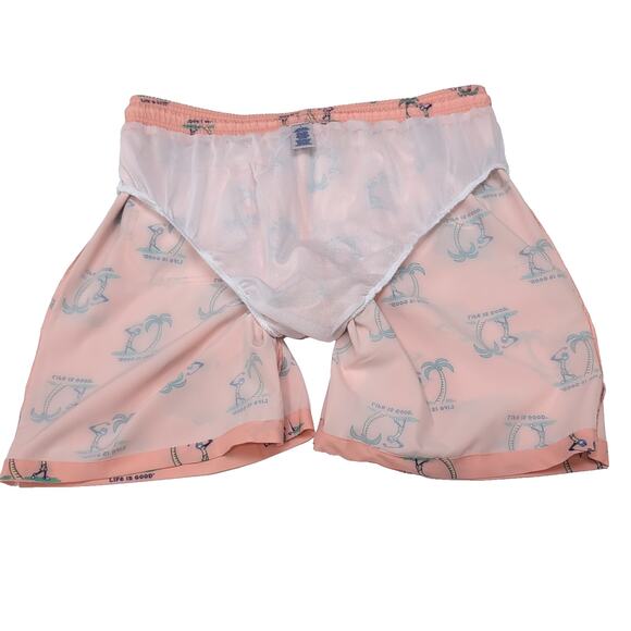 Life is Good Jake Golf Swim Trunks Mens Size L Peachy Pink Multi UPF 50+ NEW NWT - Picture 4 of 13